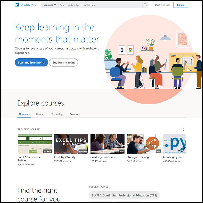 linkedin learning home page
