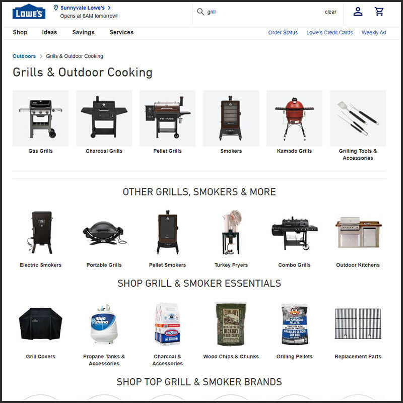 Lowe's grill category