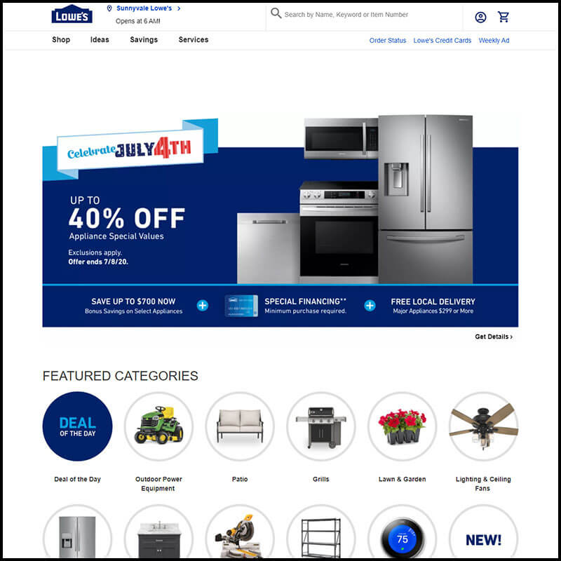 Lowe's Up to 40% off appliance special values