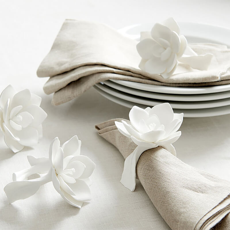 Magnolia flower napkin rings