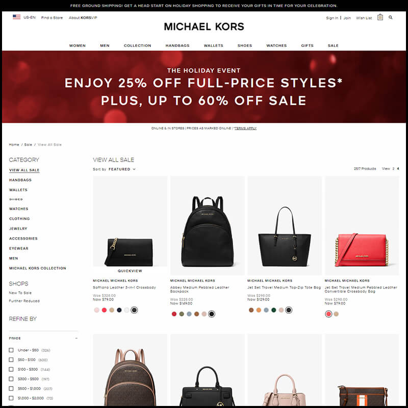 Michael kors newly added gift ideas page