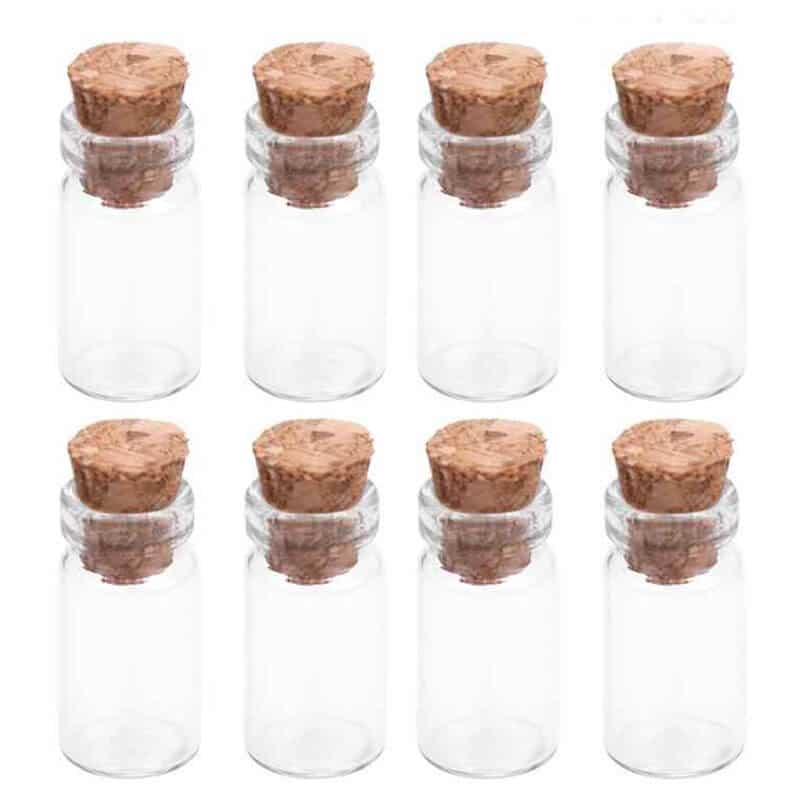 Mini glass jar with cork stoppers