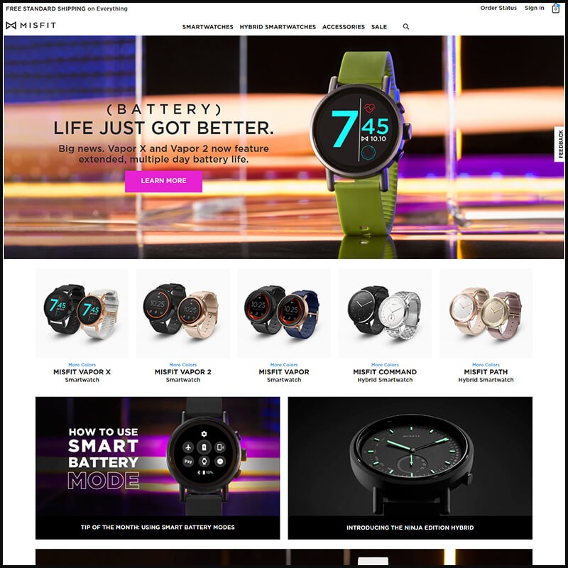 Misfit homepage screenshot