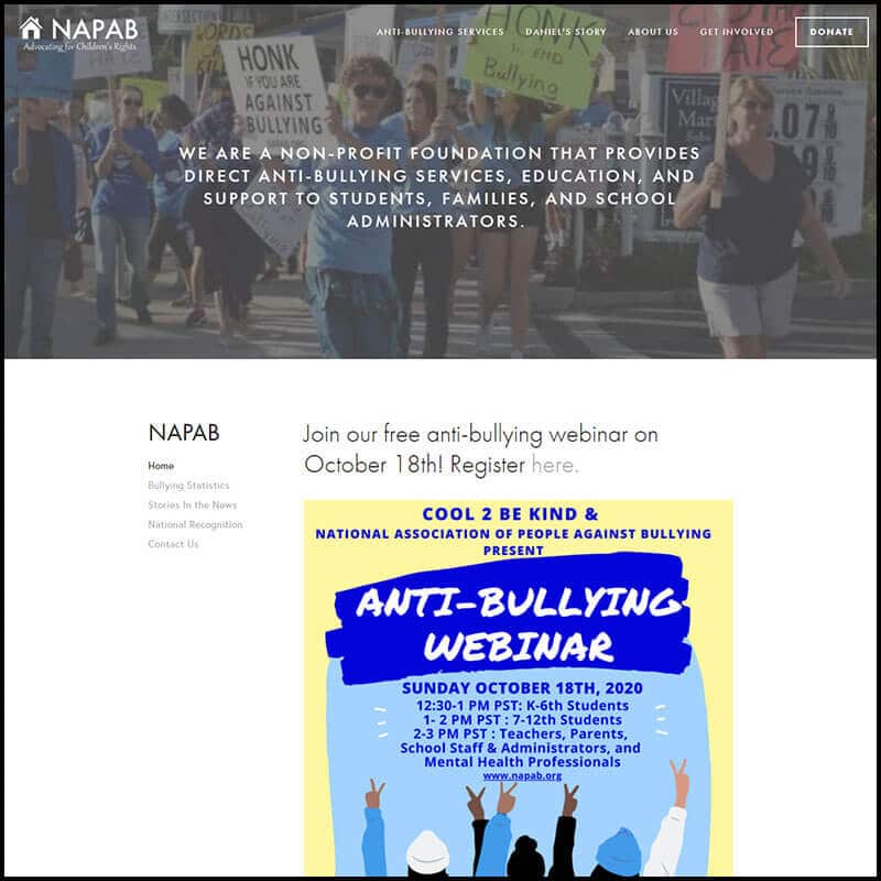 National Association of People Against Bullying home page