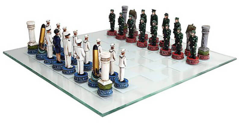 Chess board with Army and Navy