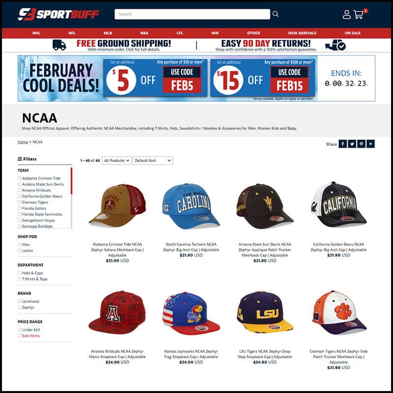 SportBuff NCAA Page