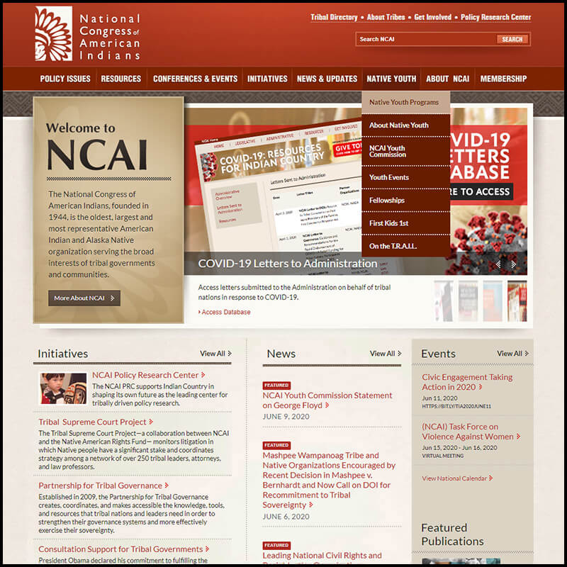 National Congress of American Indians homepage screenshot