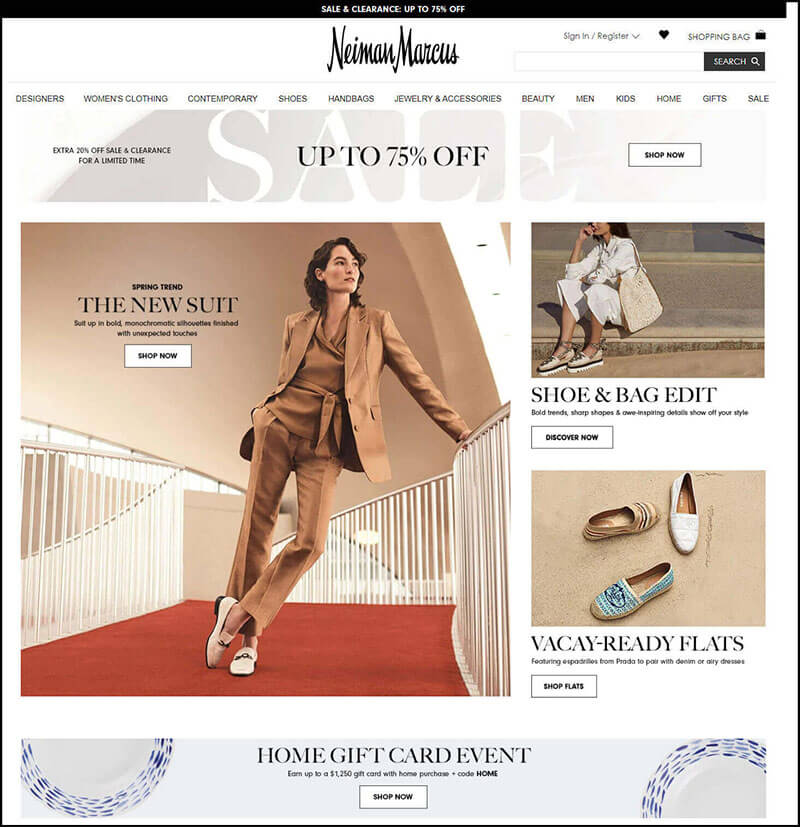 Screenshot of Neiman Marcus home site