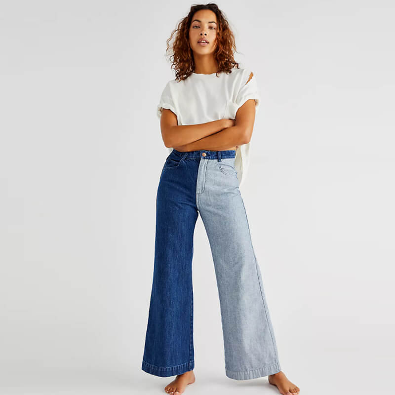 Two tone wide leg jeans by Free people collection