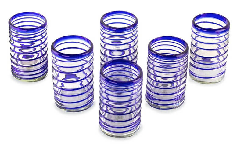 Cobalt blue swirl design glass