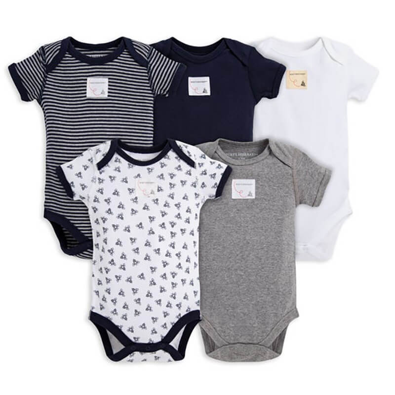 Organic short sleeve 5 pack of baby bodysuits