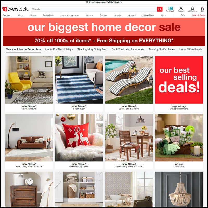 Overstock home decor sale page
