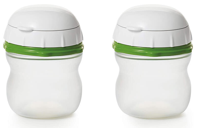 Two reusable sauce containers