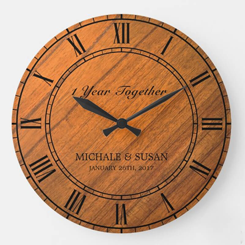 Classy wall clock wooden background