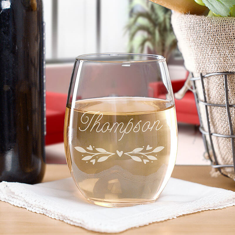 Personalize crystal wine glass