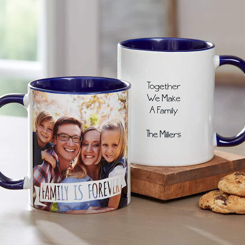 Family picture in coffee mug