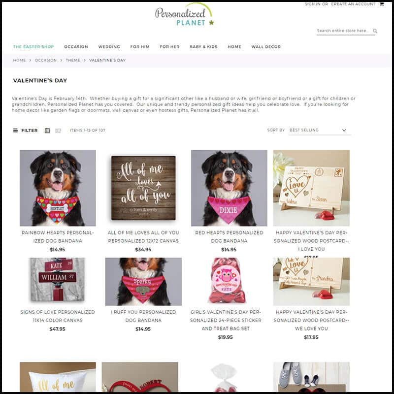 Personalized Planet valentines day gifts page