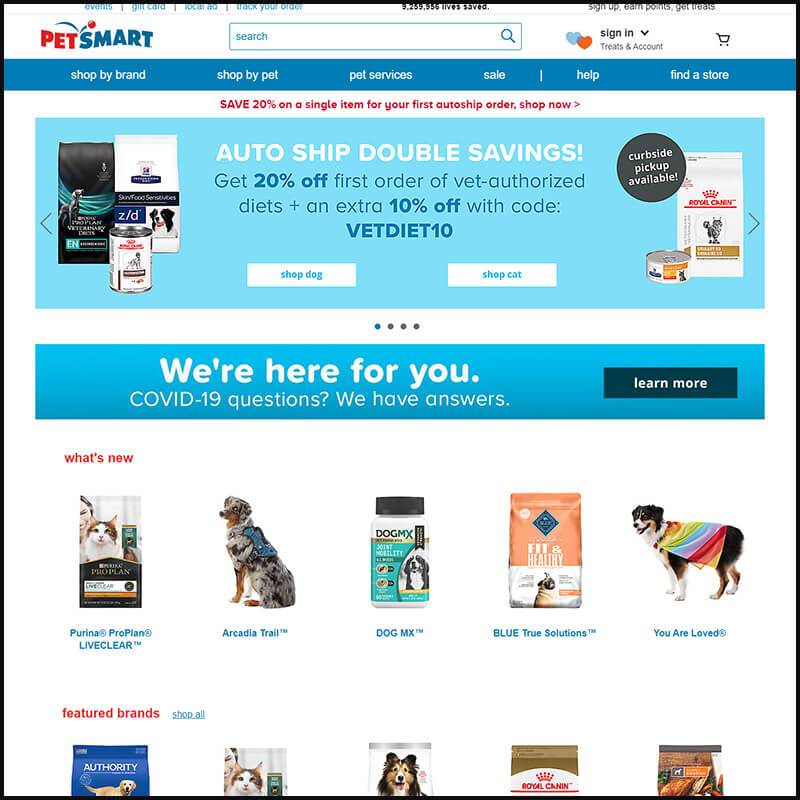 PetSmart homepage screenshot