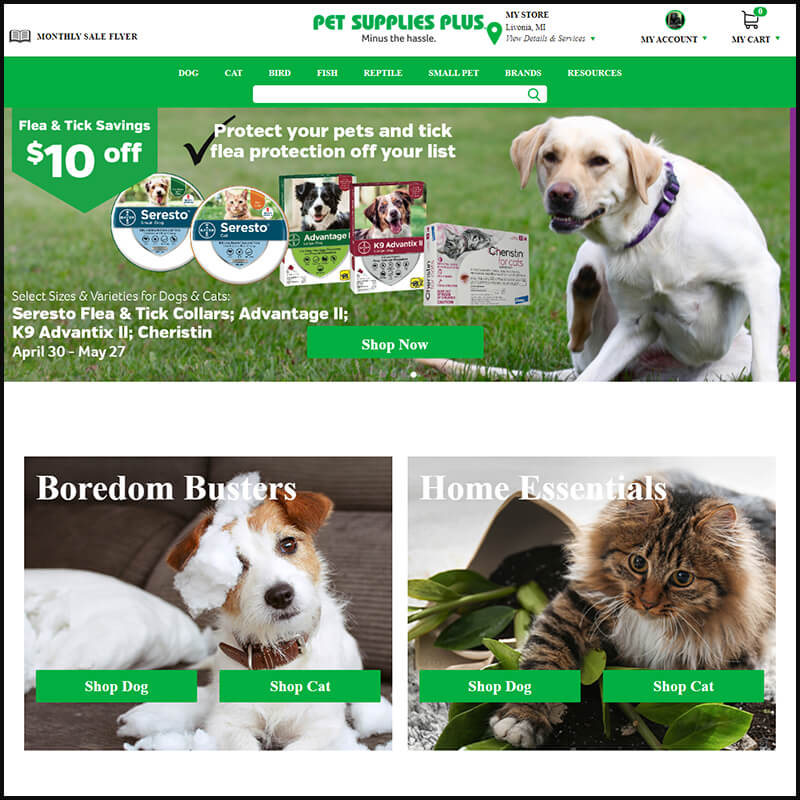 Pet Supplies Plus homepage screenshot