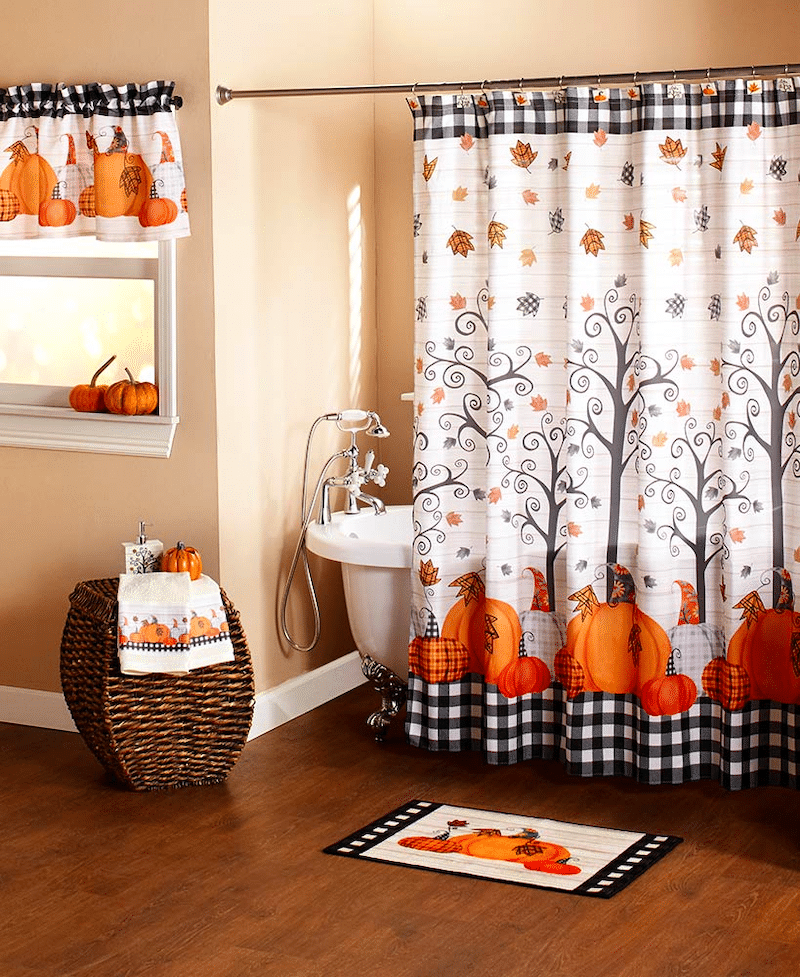 plaid pumpkin bathroom set