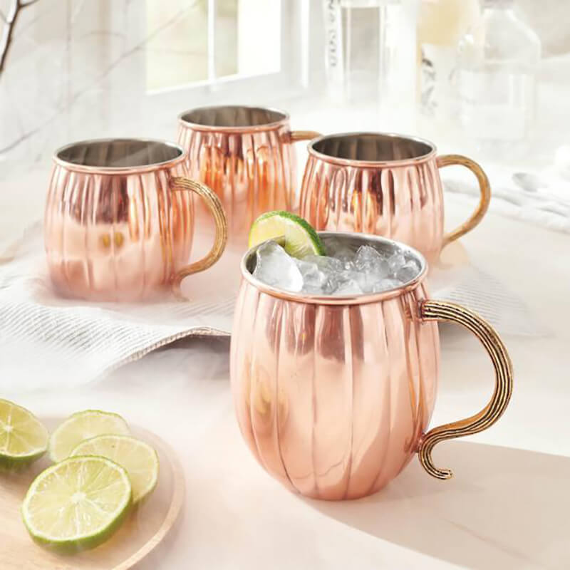 Glowing, copper-look pumpkin mugs