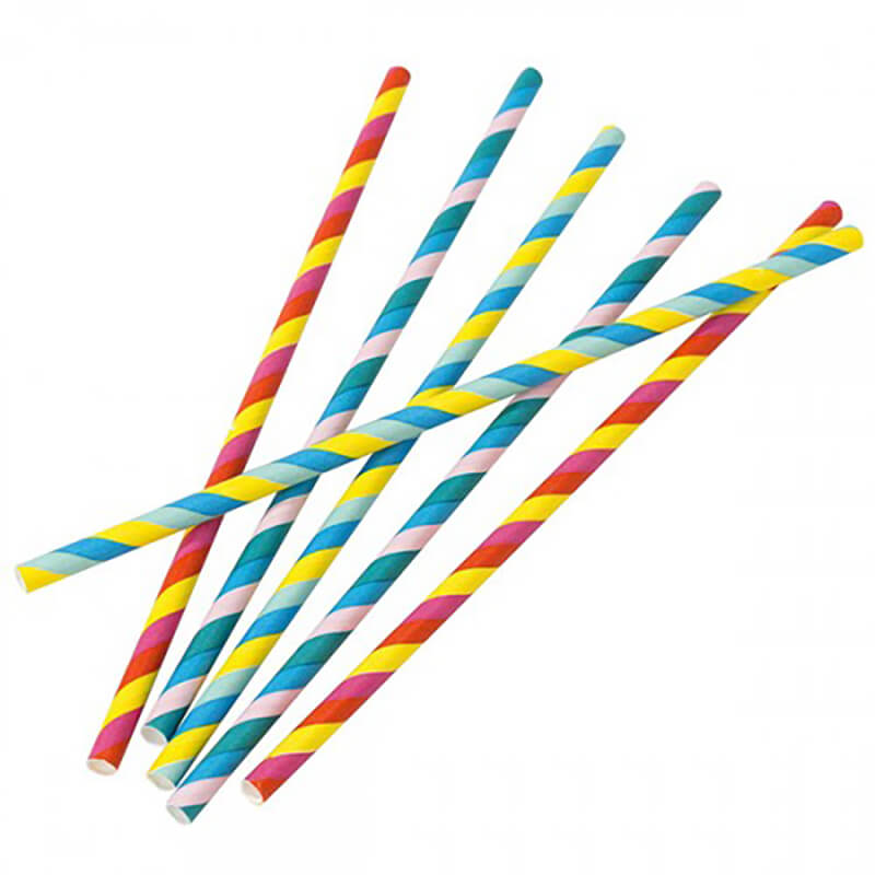 Rainbow color stripe paper drinking straws