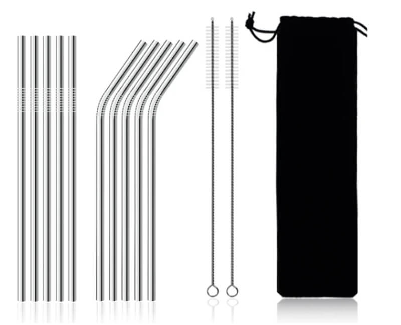 Stainless steel straws with brush