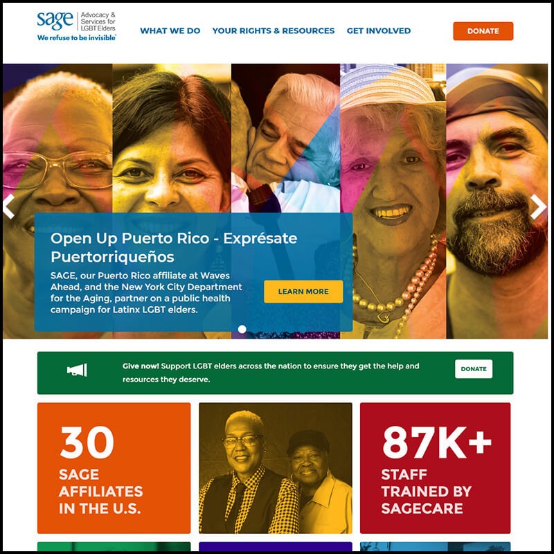 Advocacy and Services for LGBT Elders homepage screenshot