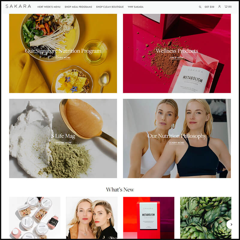 Sakara homepage screenshot