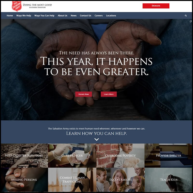 The Salvation Army Southern Territory home page screenshot