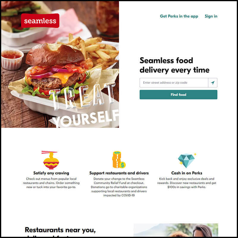 seamless home page