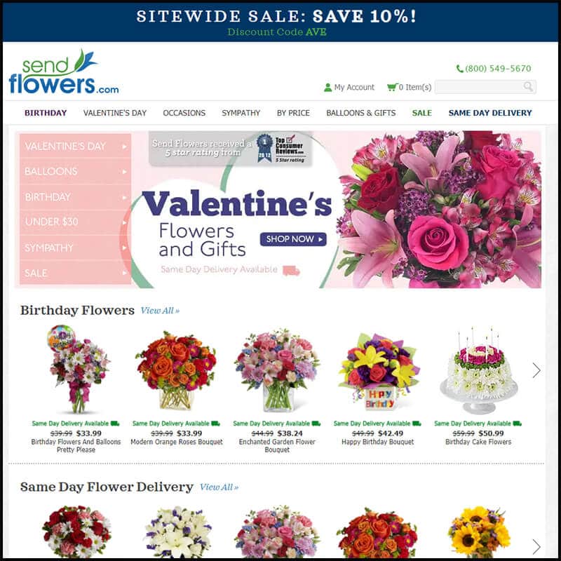Send Flowers home page
