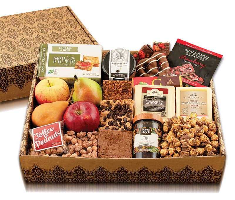 Showstopper fruit and gourmet gift box gift basket