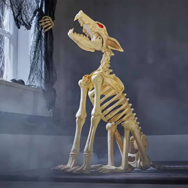 30-inch Animated Halloween Skeleton Wolf