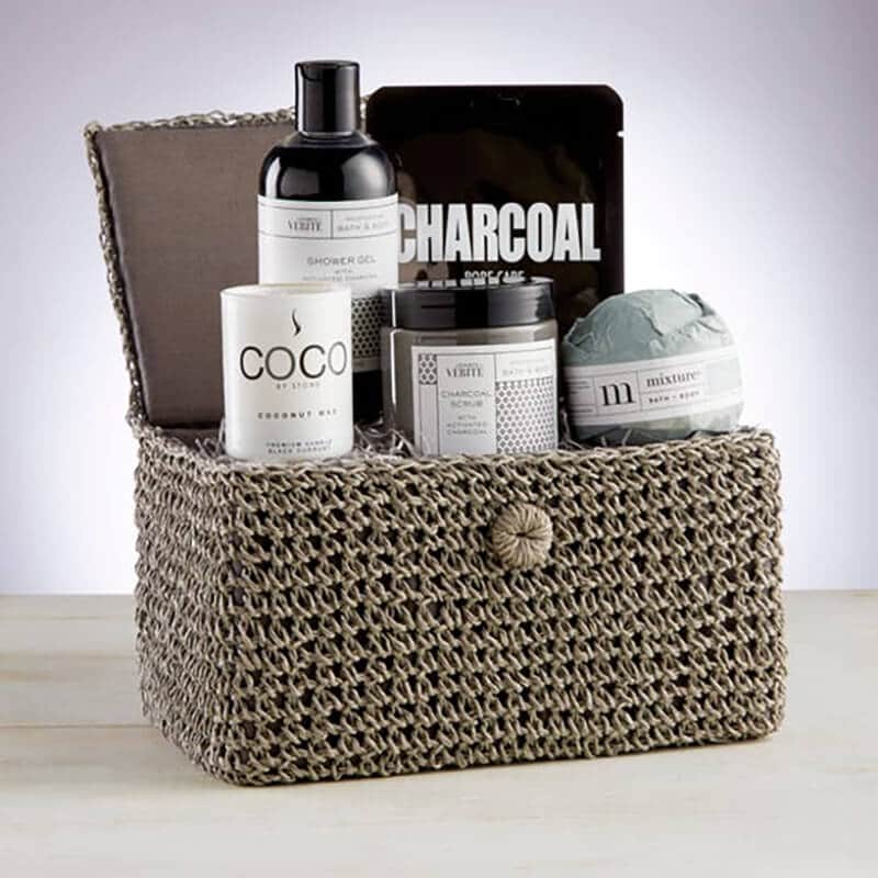 Charcoal spa gift basket