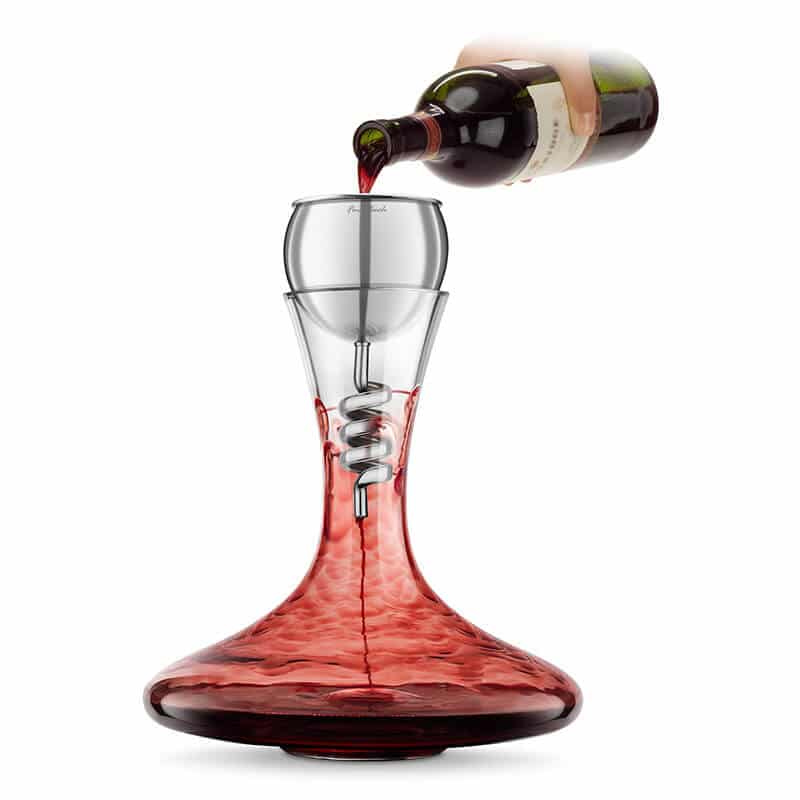 Stainless steel wine decanter and aerator set