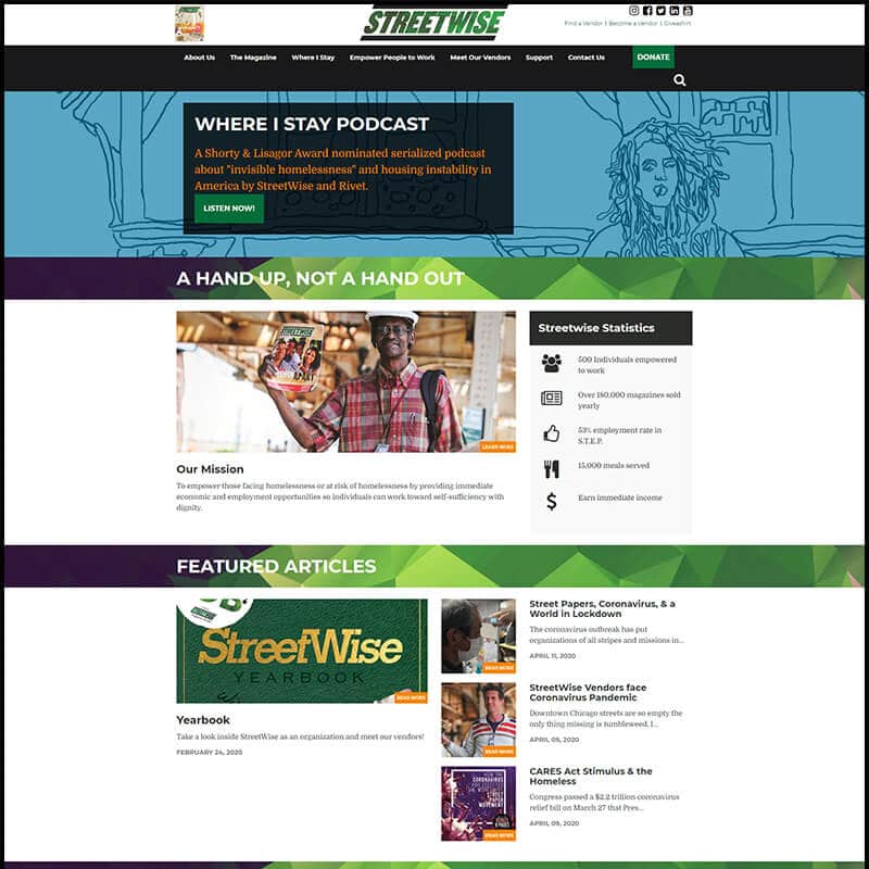 StreetWise homepage