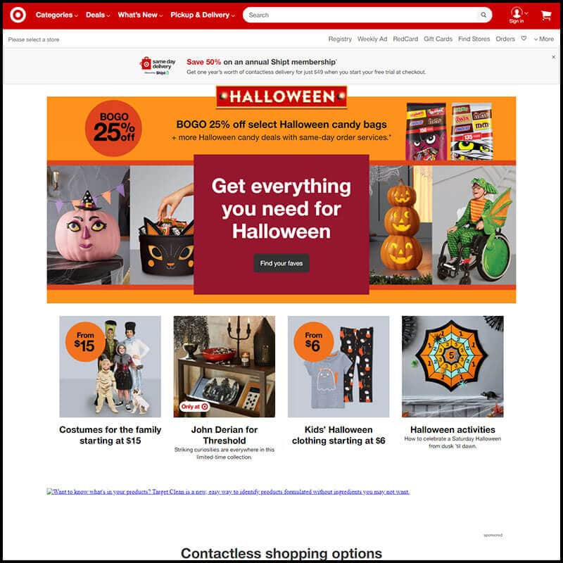 Target get everything you need for Halloween page