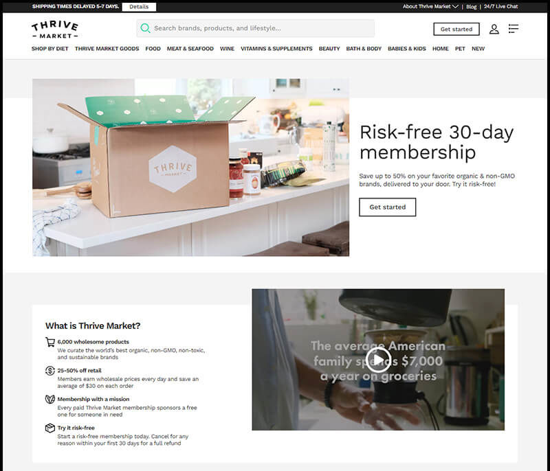 thrive market home page