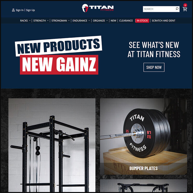 Titan Fitness homepage screenshot