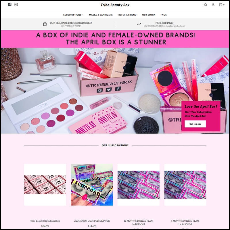 Tribe Beauty Box homepage