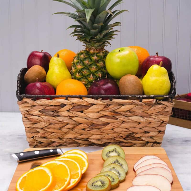 Sweet and fruits sympathy fruit basket