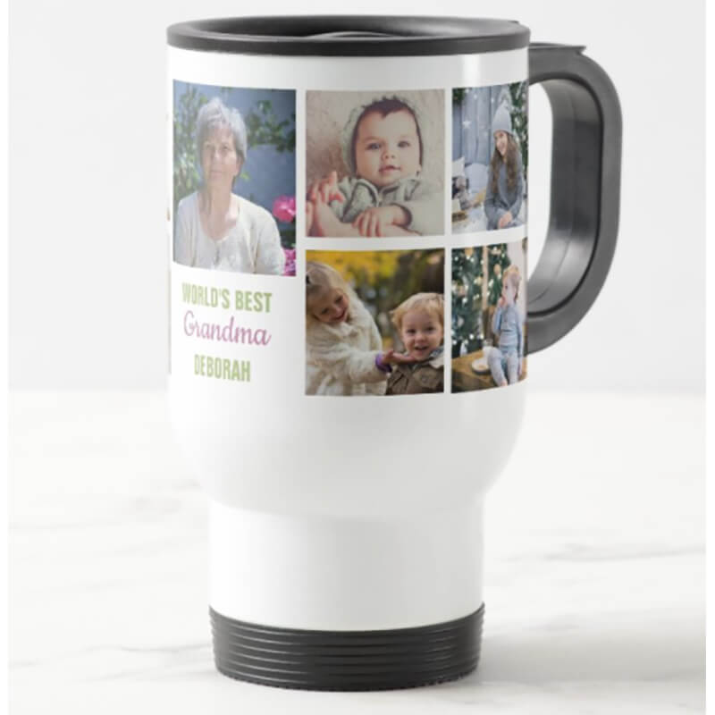 White grandma personalized gift travel mugs