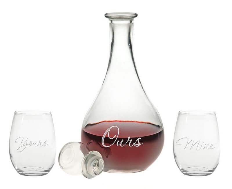 Set of  glass decanter