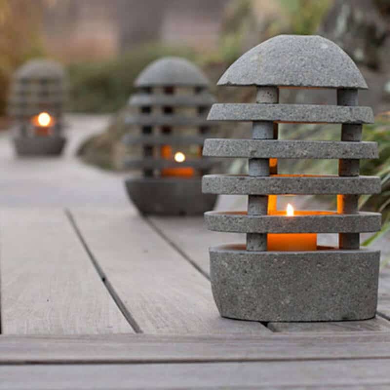 LED Light pieces in Slotted Zen Stone Lantern